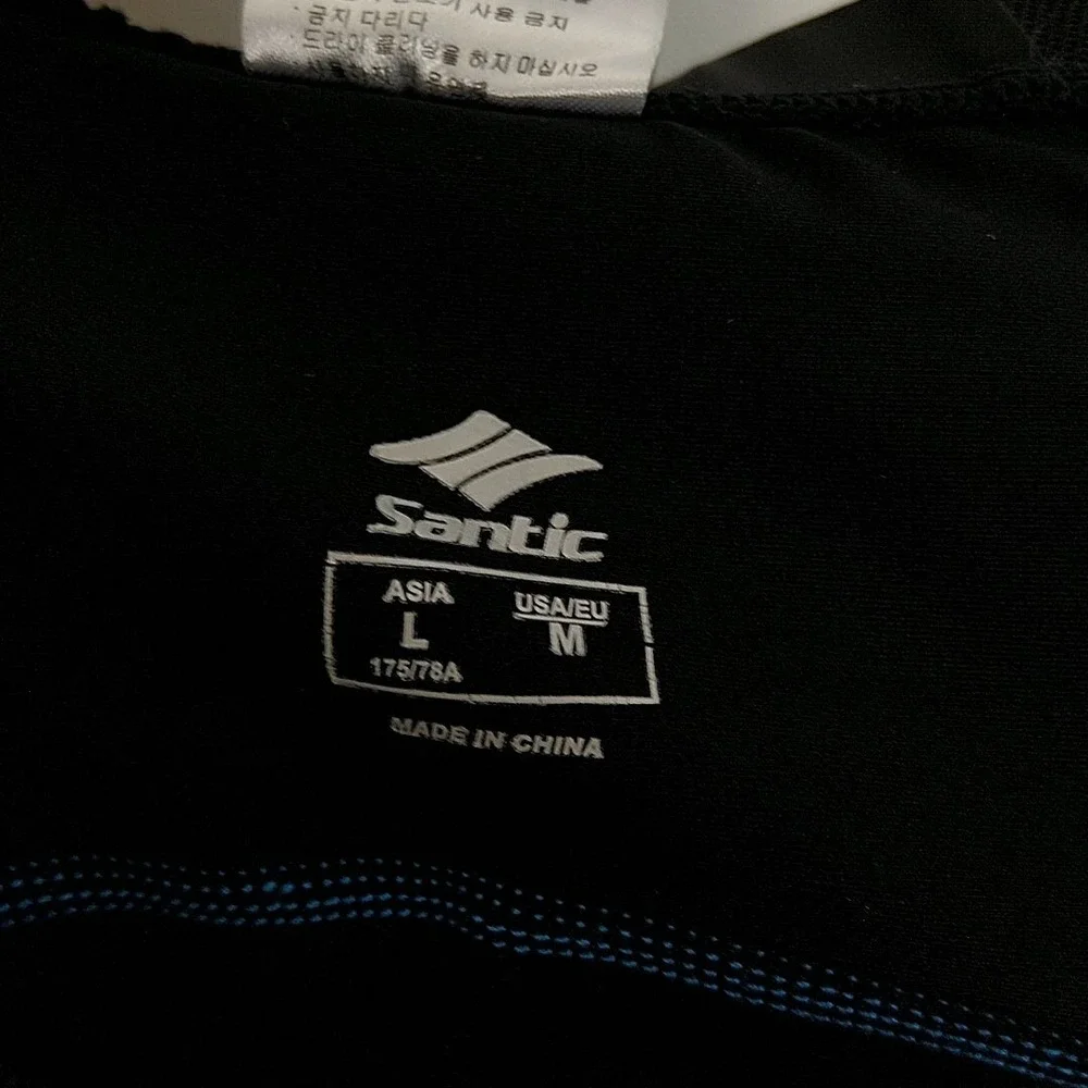 Santic Mens sz M Shorts Black Blue ColorBlock Elastic Waist Athletic Biker Short